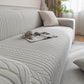 Plush Fleece Sofa Slipcover with 3D Wheat Pattern, Cozy High-Stretch Couch Cover