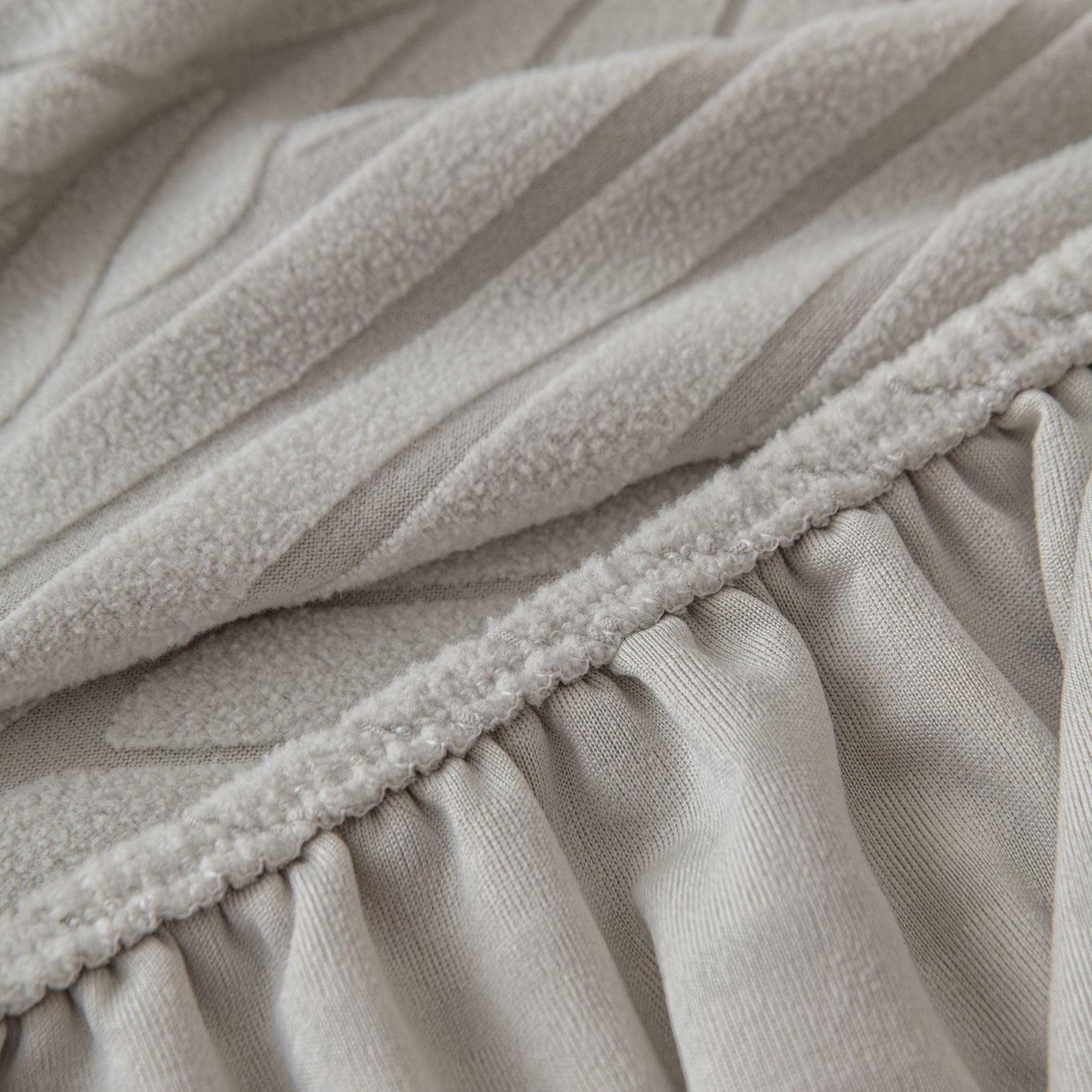 Plush Fleece Sofa Slipcover with 3D Wheat Pattern, Cozy High-Stretch Couch Cover