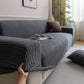 Plush Fleece Sofa Slipcover with 3D Wheat Pattern, Cozy High-Stretch Couch Cover