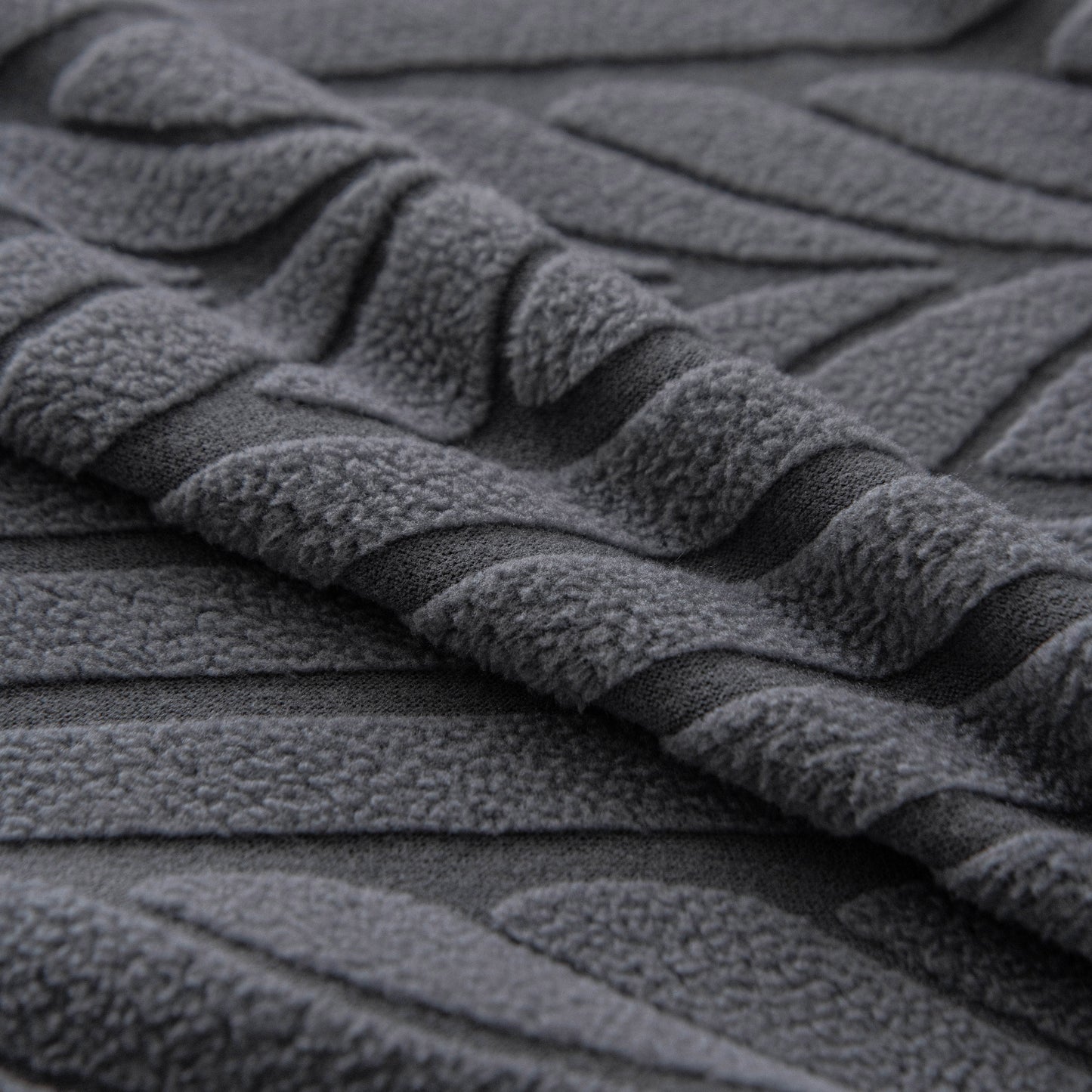 Plush Fleece Sofa Slipcover with 3D Wheat Pattern, Cozy High-Stretch Couch Cover