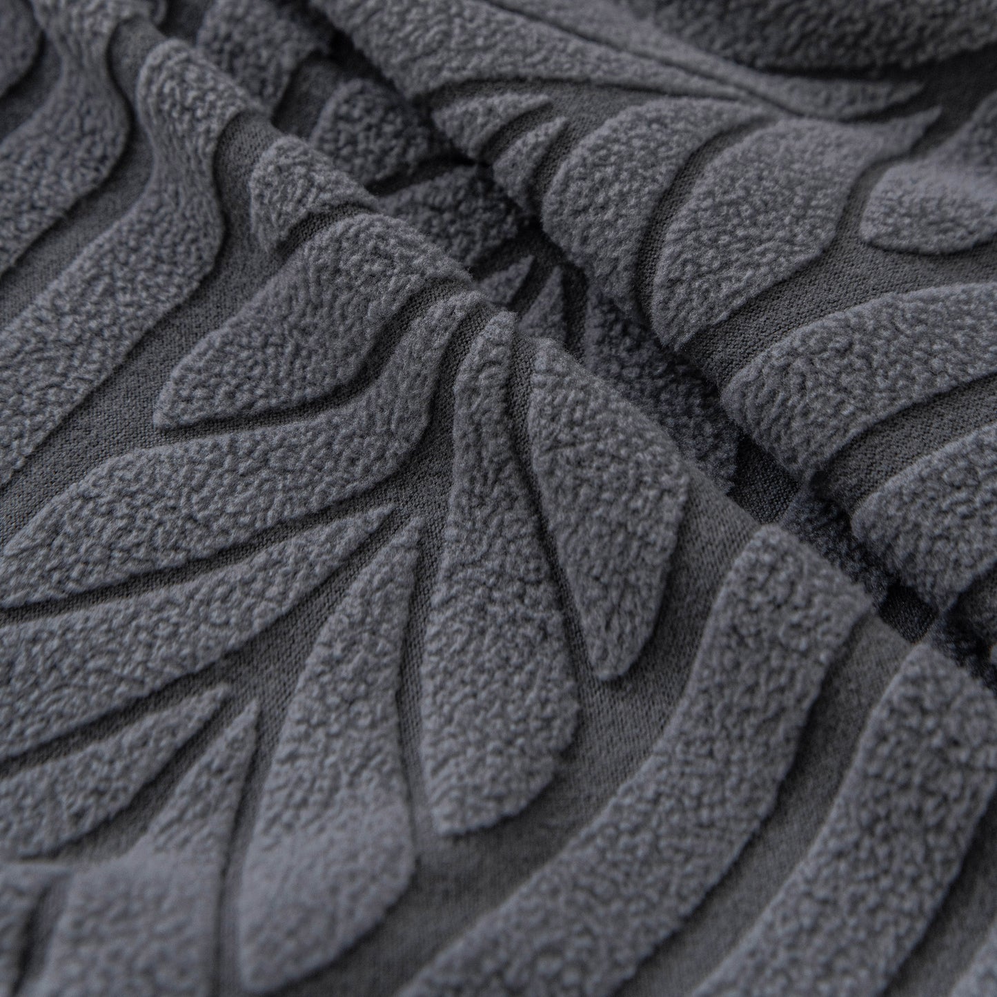 Plush Fleece Sofa Slipcover with 3D Wheat Pattern, Cozy High-Stretch Couch Cover