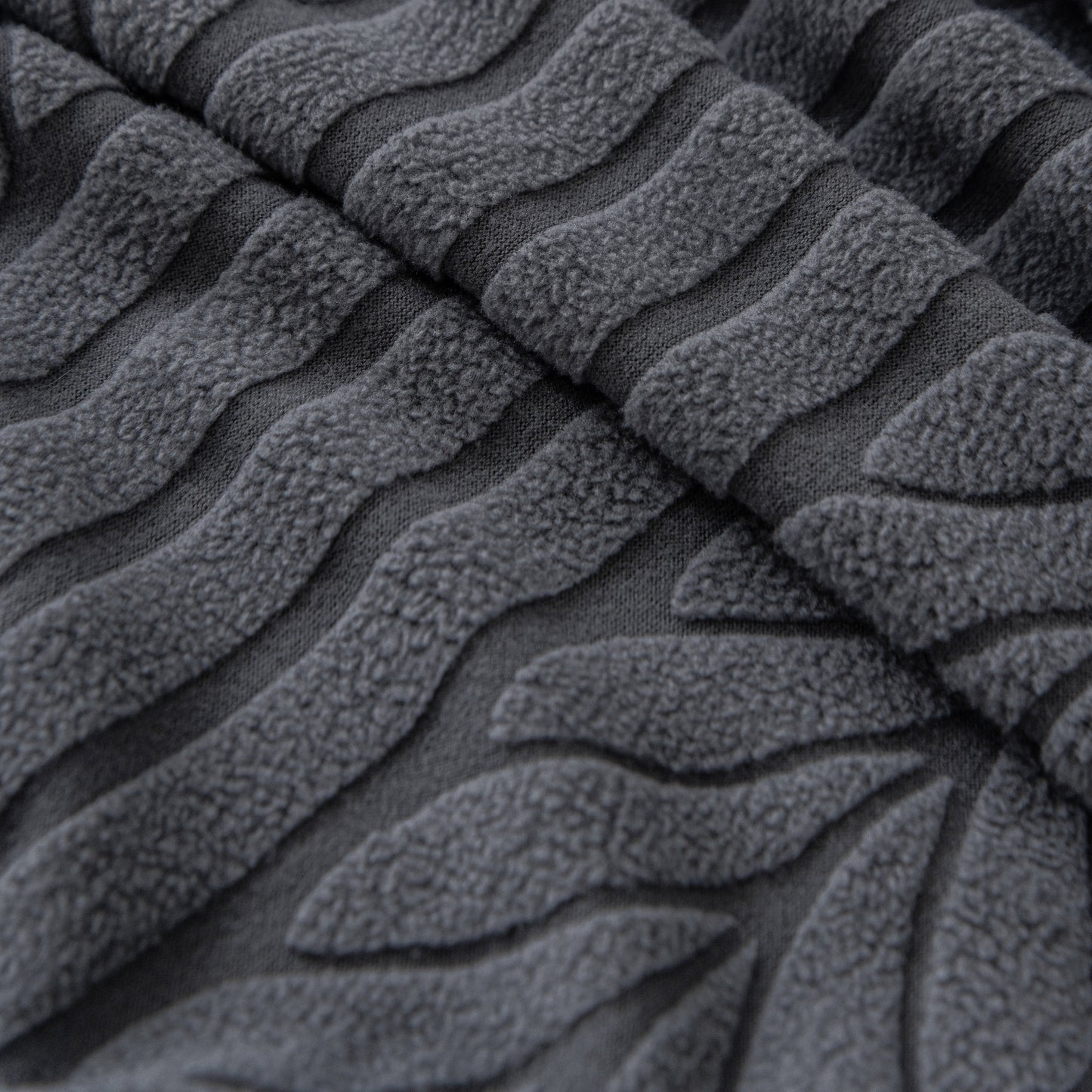 Plush Fleece Sofa Slipcover with 3D Wheat Pattern, Cozy High-Stretch Couch Cover