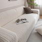 Plush Fleece Sofa Slipcover with 3D Wheat Pattern, Cozy High-Stretch Couch Cover