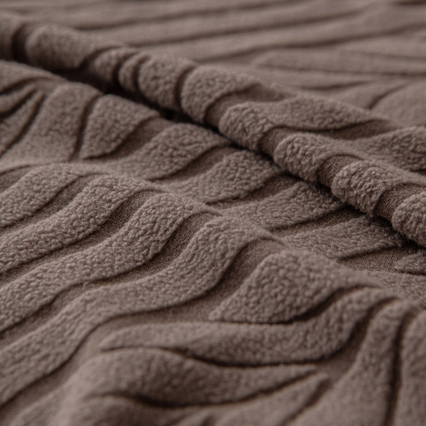 Plush Fleece Sofa Slipcover with 3D Wheat Pattern, Cozy High-Stretch Couch Cover