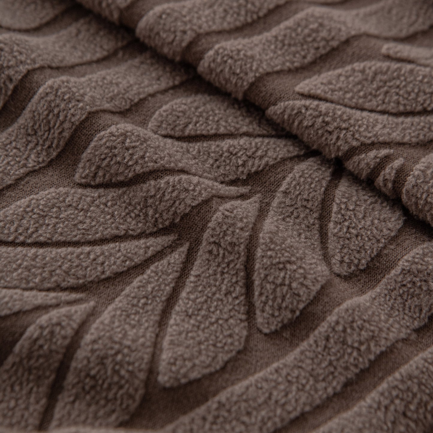 Plush Fleece Sofa Slipcover with 3D Wheat Pattern, Cozy High-Stretch Couch Cover