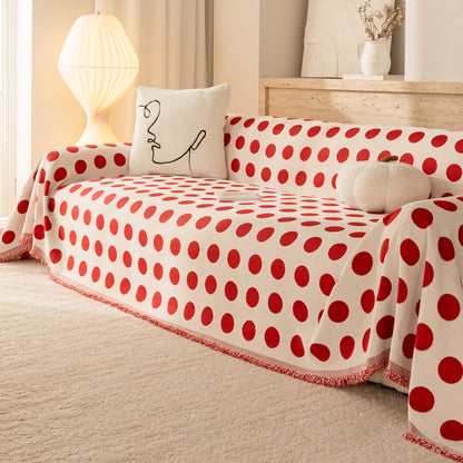 Chenille Polka Dot Sofa Cover Throw, Soft Thick Couch Cover Blanket Furniture Covers