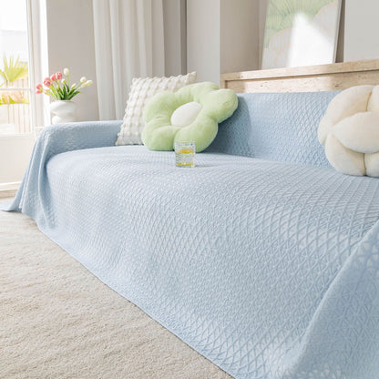Cooling Ice Silk Sofa Throw Cover, Summer Diamond Textured Furniture Protector Blanket