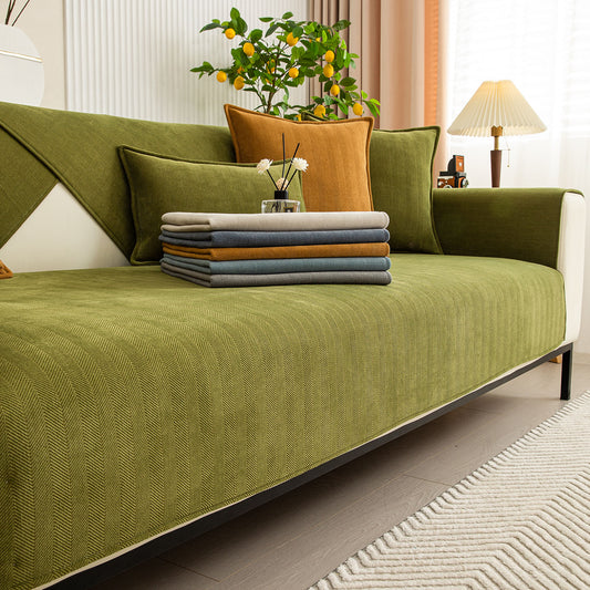Herringbone Quilted Couch Seat and Backrest Cover, Separate Sofa Cushion Covers