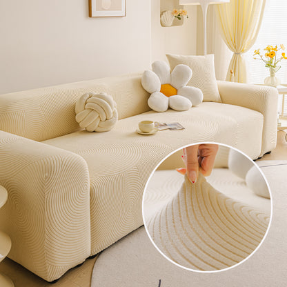 Elastic Stretch Sofa Cover Slipcover, Concentric Circle Jacquard Plush Couch Cover