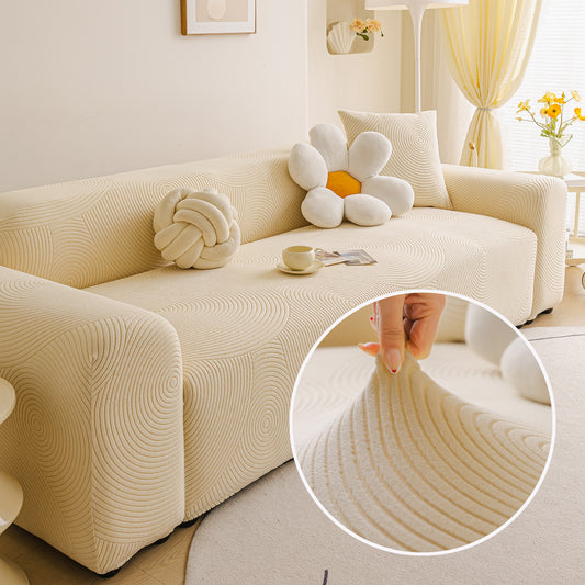 Elastic Stretch Sofa Cover Slipcover, Concentric Circle Jacquard Plush Couch Cover