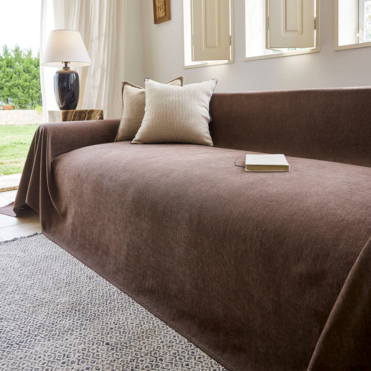 Luxury Soft Chenille Sofa Cover for Couch, Solid Color Furniture Protector Throw Cover