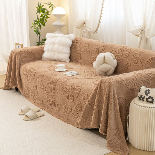 Luxury 3D Butterfly Jacquard Sofa Throw Blanket, Ultra-Soft Plush Fleece Couch Cover