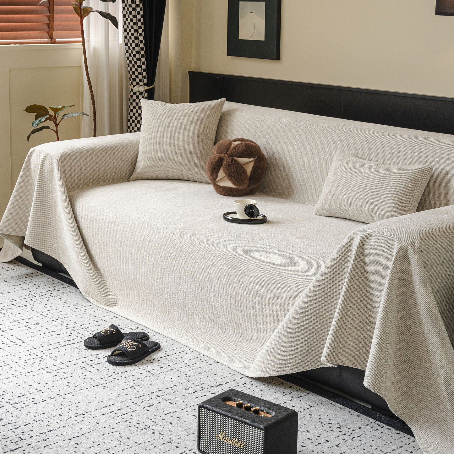 Chenille Sofa Cover Throw, Non-Slip, Water-Resistant, Pet-Friendly Couch Protector