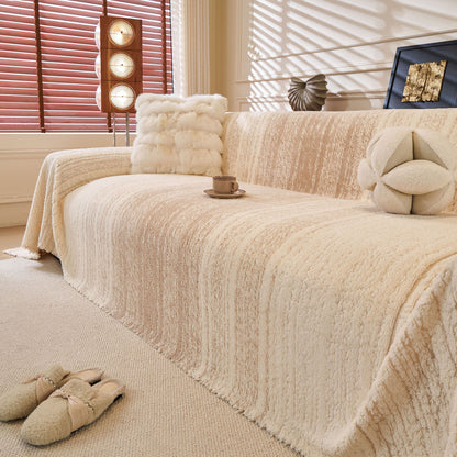 Abstract Textured Plush Sofa Throw Cover, Soft Cozy Couch Protector for Living Room