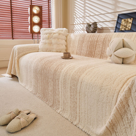 Abstract Textured Plush Sofa Throw Cover, Soft Cozy Couch Protector for Living Room