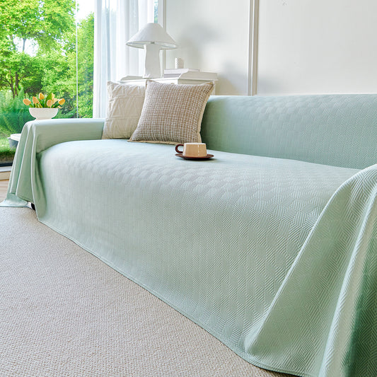 Cooling Ice Silk Soft Sofa Cover Blanket, Woven Geometric Textured Modern Couch Cover