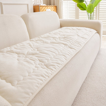 Quilted Corduroy Couch Topper, Non-Slip Soft Padded Sofa Protector Cover for Pets, Kids