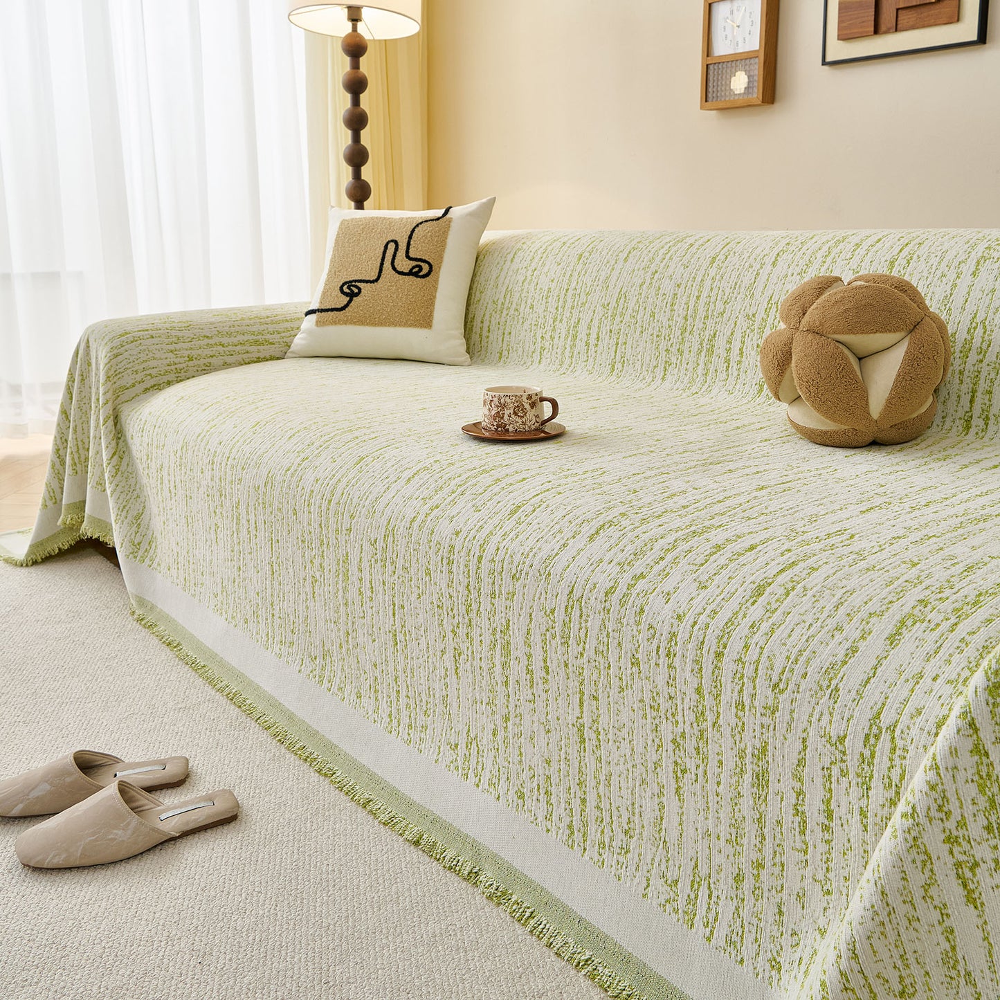 Textured Sofa Cover Blanket for Couch, Modern Decorative Furniture Protector Throw