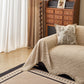 Wavy Wave Pattern Woven Couch Cover with Fringe Tassel, Soft Furniture Cover Protector
