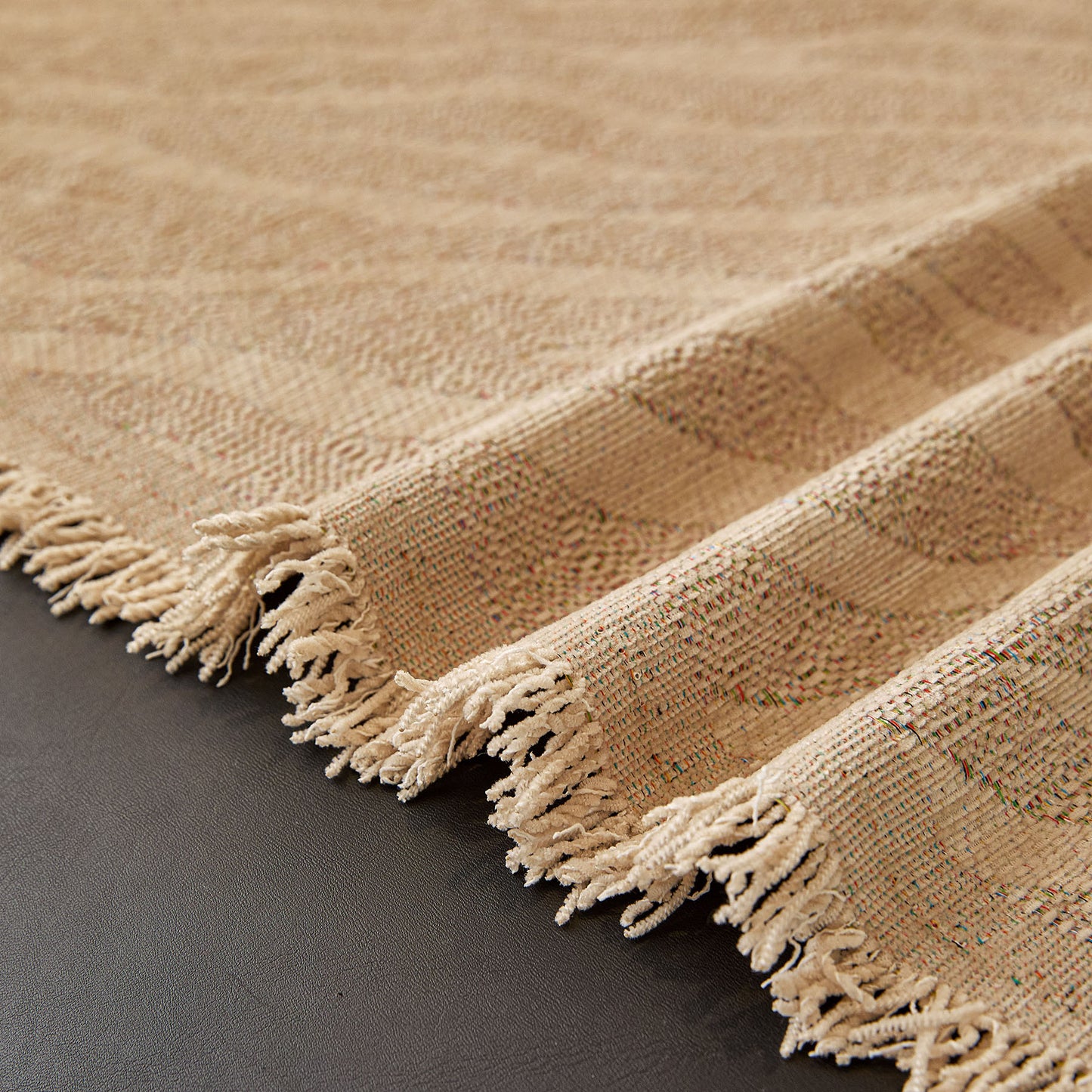 Wavy Wave Pattern Woven Couch Cover with Fringe Tassel, Soft Furniture Cover Protector