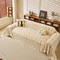 Modern Boho Geometric Plush Sofa Throw Cover, Soft Cozy Textured Slip Cover for Couch