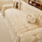 Modern Boho Geometric Plush Sofa Throw Cover, Soft Cozy Textured Slip Cover for Couch