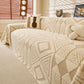 Modern Boho Geometric Plush Sofa Throw Cover, Soft Cozy Textured Slip Cover for Couch