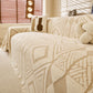 Modern Boho Geometric Plush Sofa Throw Cover, Soft Cozy Textured Slip Cover for Couch