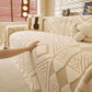 Modern Boho Geometric Plush Sofa Throw Cover, Soft Cozy Textured Slip Cover for Couch