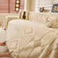 Modern Boho Geometric Plush Sofa Throw Cover, Soft Cozy Textured Slip Cover for Couch