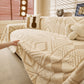 Modern Boho Geometric Plush Sofa Throw Cover, Soft Cozy Textured Slip Cover for Couch