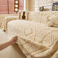 Modern Boho Geometric Plush Sofa Throw Cover, Soft Cozy Textured Slip Cover for Couch
