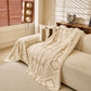 Modern Boho Geometric Plush Sofa Throw Cover, Soft Cozy Textured Slip Cover for Couch