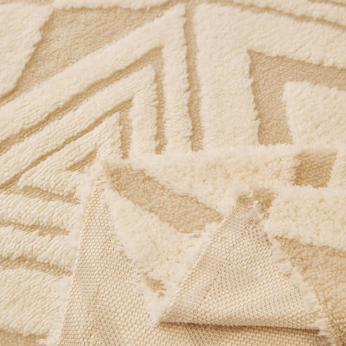 Modern Boho Geometric Plush Sofa Throw Cover, Soft Cozy Textured Slip Cover for Couch