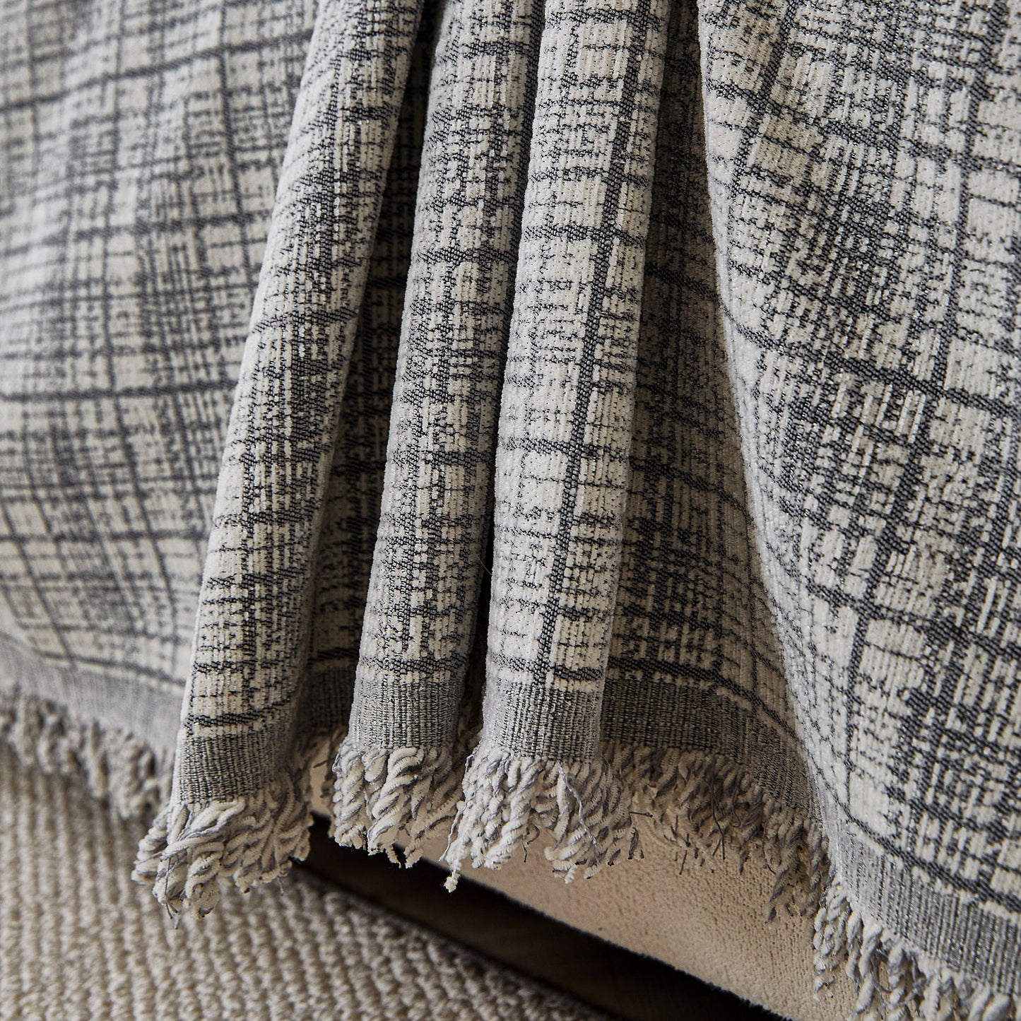Textured Plaid Couch Throw Cover, Modern Decorative Sectional Furniture Covers