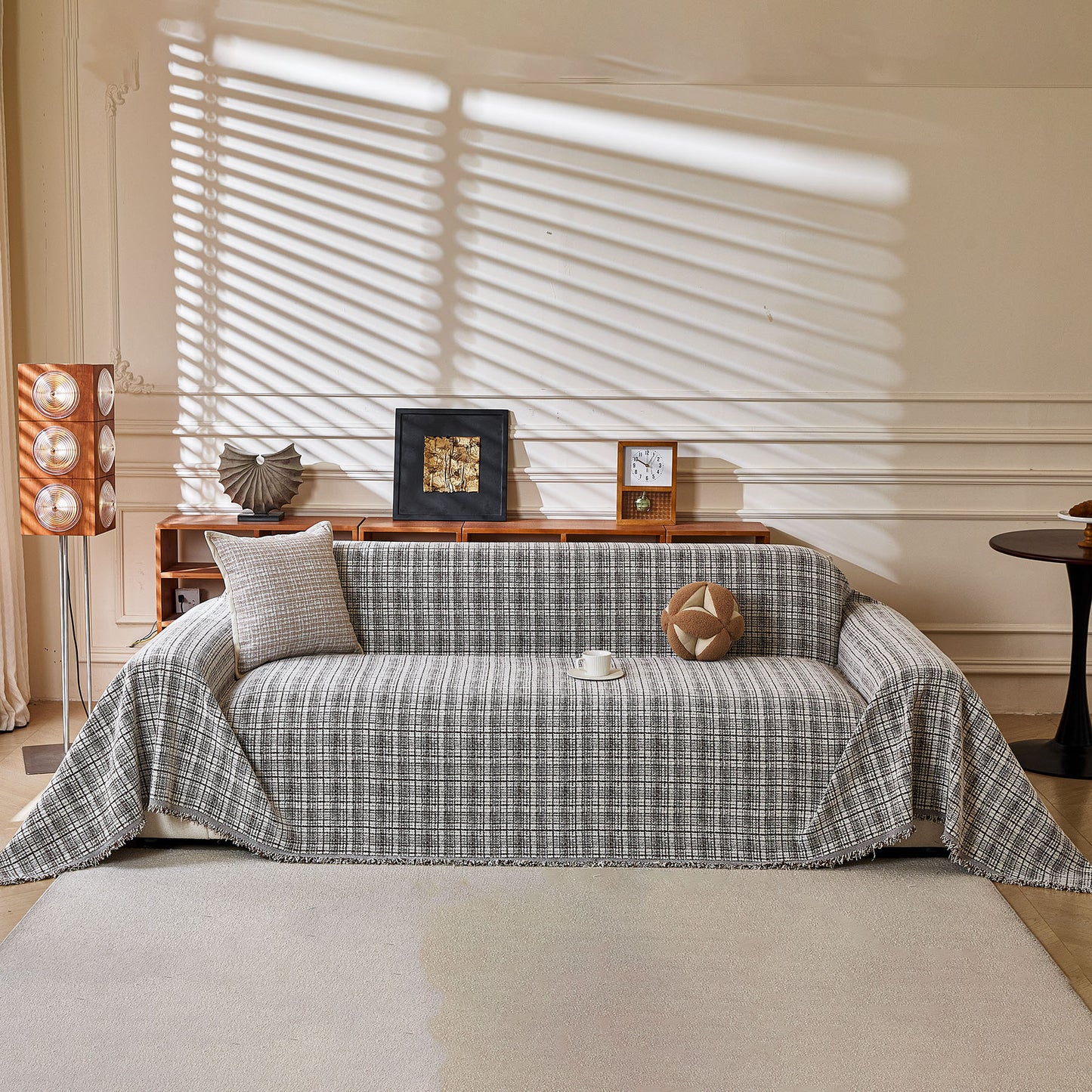 Textured Plaid Couch Throw Cover, Modern Decorative Sectional Furniture Covers