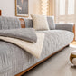 Quilted Velvet Sofa Cover, Thick Padded Couch Protector with Raised Geometric Texture