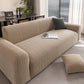 Modern Textured Stretch Sofa Cover, Plush Fleece Sofa Slipcover with 3D Stripe Texture