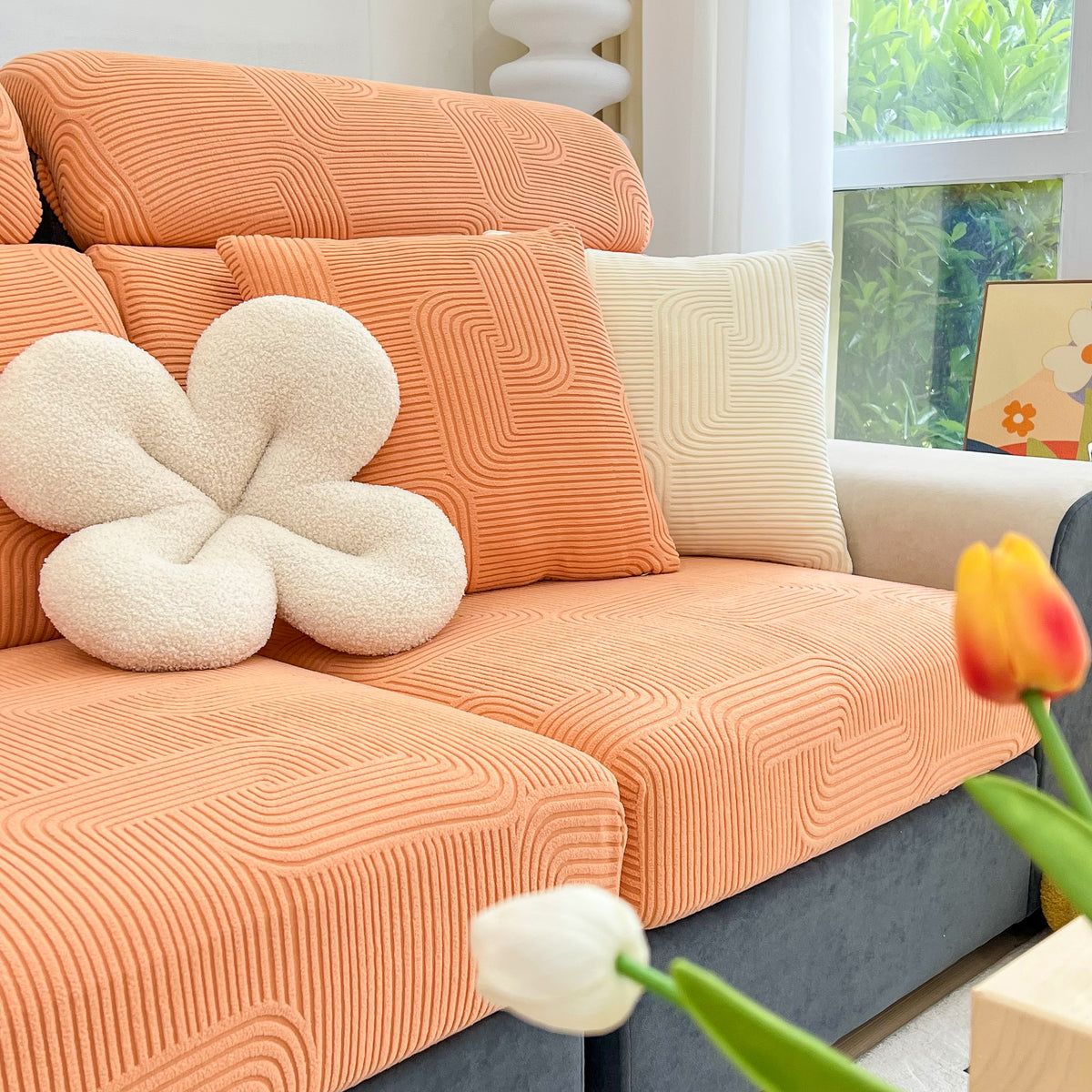 Stretch Couch Kissenbezüge, Waschbare Chaise Lounge Sofa Überwurf, Ela – Slipcover KAS™
