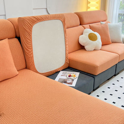 Funda de cojín de felpa jacquard de canto védico, protector de muebles antideslizante para niños, fundas de cojín para chaise lounge
