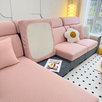 Funda de cojín de felpa jacquard de canto védico, protector de muebles antideslizante para niños, fundas de cojín para chaise lounge