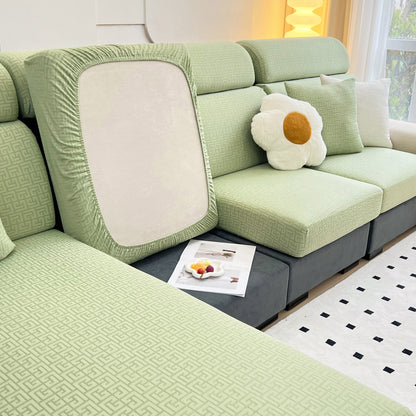 Funda de cojín de felpa jacquard de canto védico, protector de muebles antideslizante para niños, fundas de cojín para chaise lounge