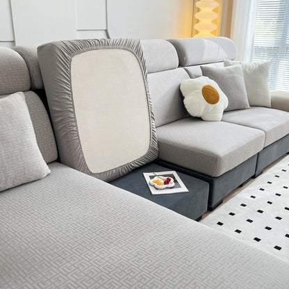 Funda de cojín de felpa jacquard de canto védico, protector de muebles antideslizante para niños, fundas de cojín para chaise lounge