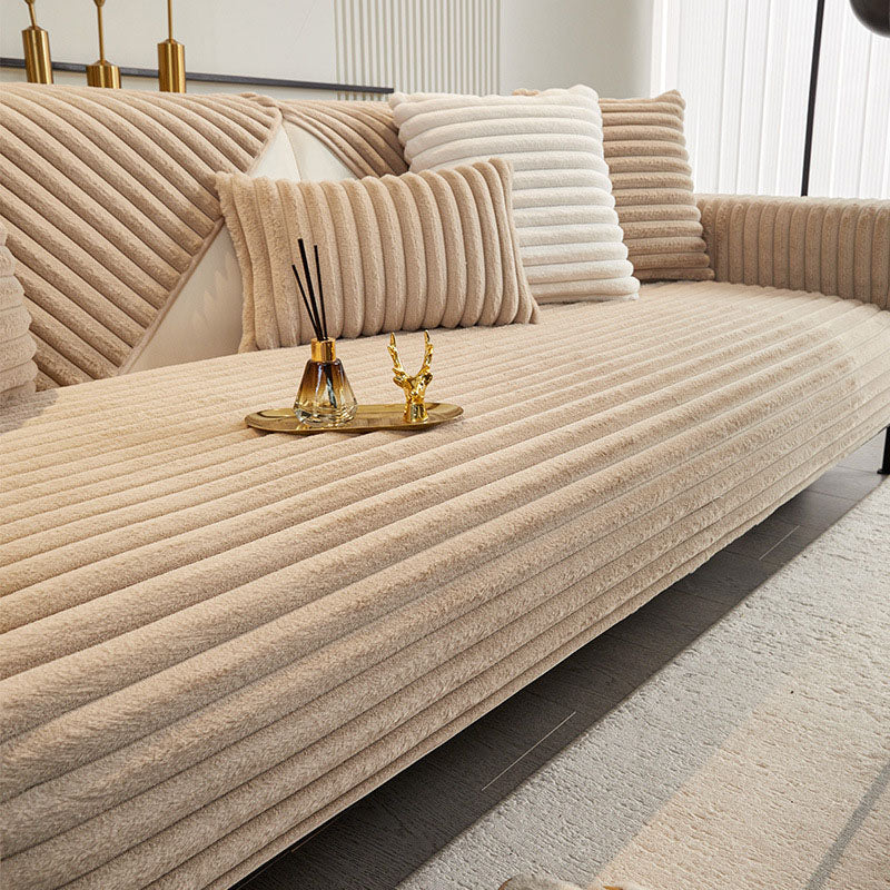 Coussin de canapé en peluche d'agneau épais d'hiver, protecteur de meuble en fausse fourrure moelleux antidérapant