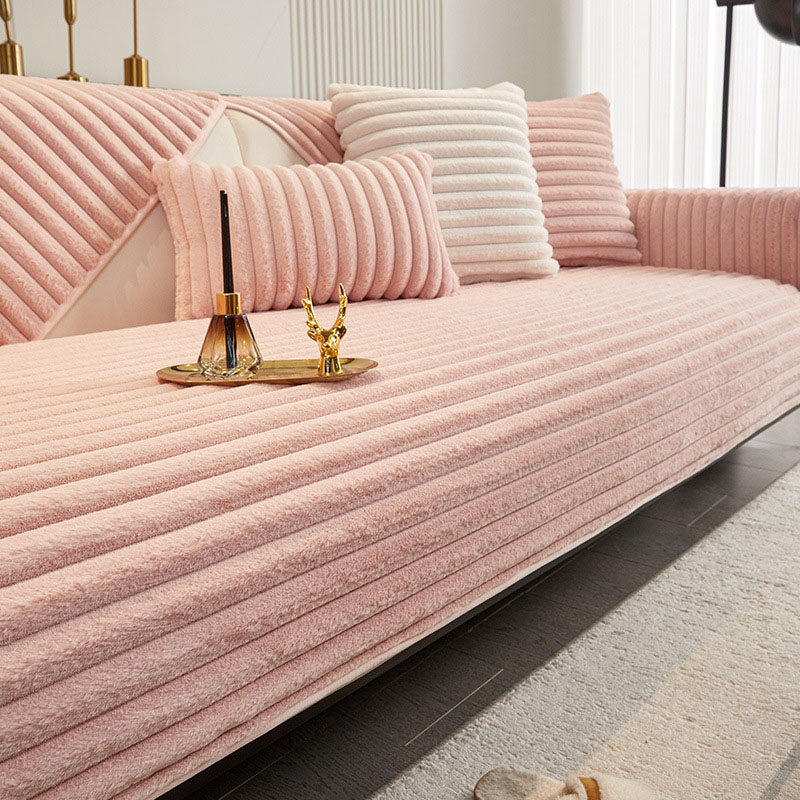 Coussin de canapé en peluche d'agneau épais d'hiver, protecteur de meuble en fausse fourrure moelleux antidérapant