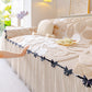 3D Floral Sofa Throw Cover, Soft Plush Couch Protector with Decorative Ruffled Skirt