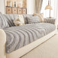 Cozy Plush Sofa Topper with Raised Wave Texture, Non-Slip Furniture Protector Cover