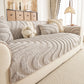 Cozy Plush Sofa Topper with Raised Wave Texture, Non-Slip Furniture Protector Cover