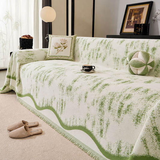 Oversized Abstract Brushstroke Sofa Throw Cover, Woven L Shaped Sectional Couch Cover