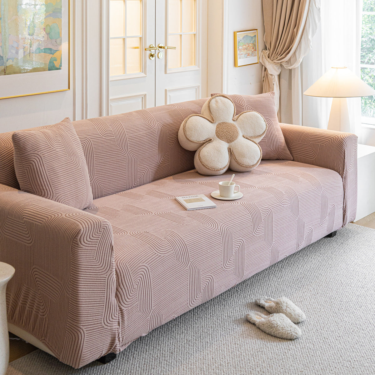 Moderne Stretchbezüge Geometrisches Texturiertes Decken für Sofa mit C – Slipcover KAS™